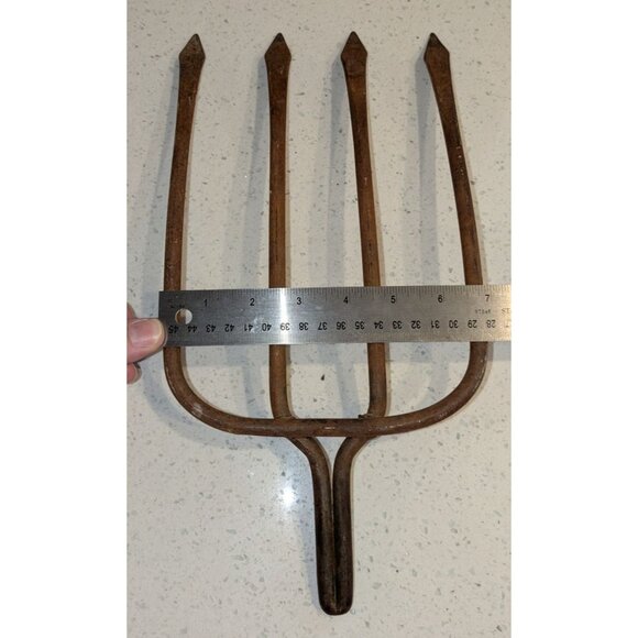 Rustic 4 Tine Pitchfork Head Gardening Wall Decor Folk art Gallery - Picture 5 of 10